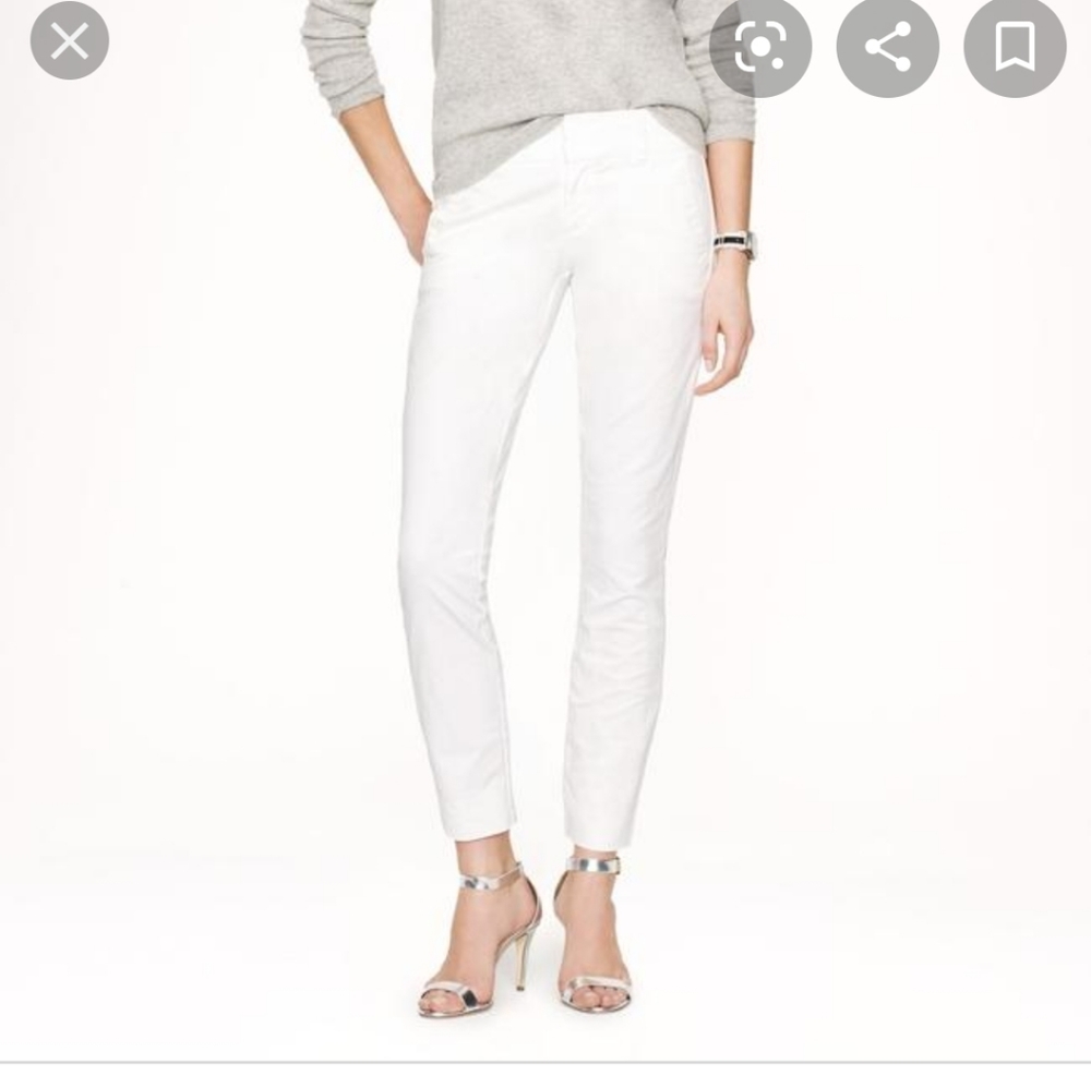 J Crew Andie white straight leg chinos
